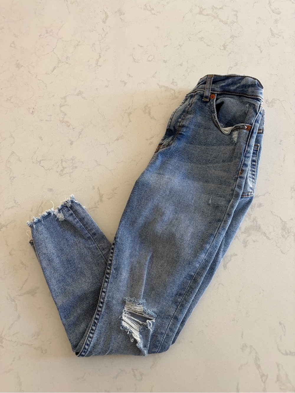 GAP Medium Blue Skinny Jeans with Distressed Details